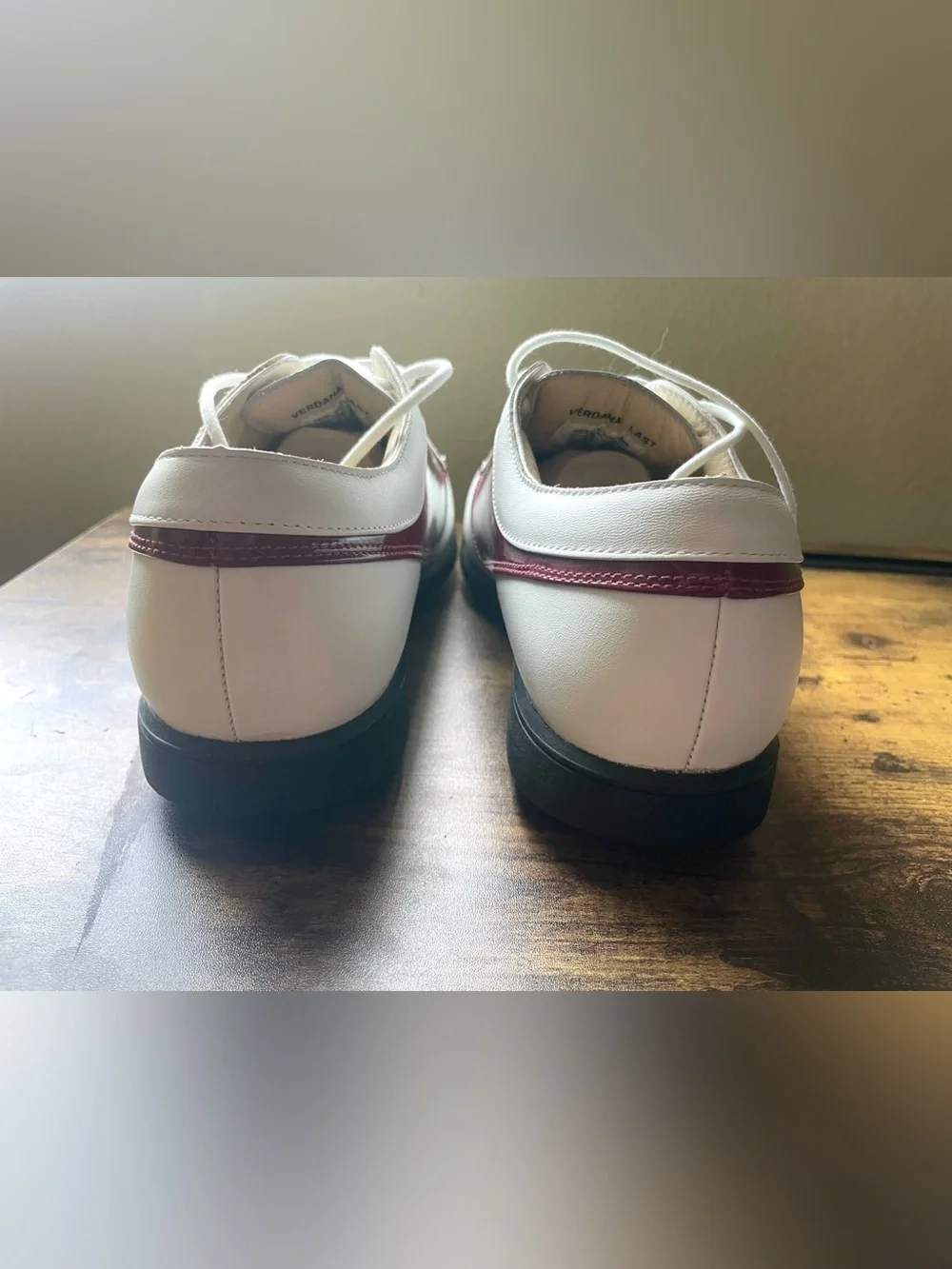 Nike White and Burgundy Athletic Golf Shoes